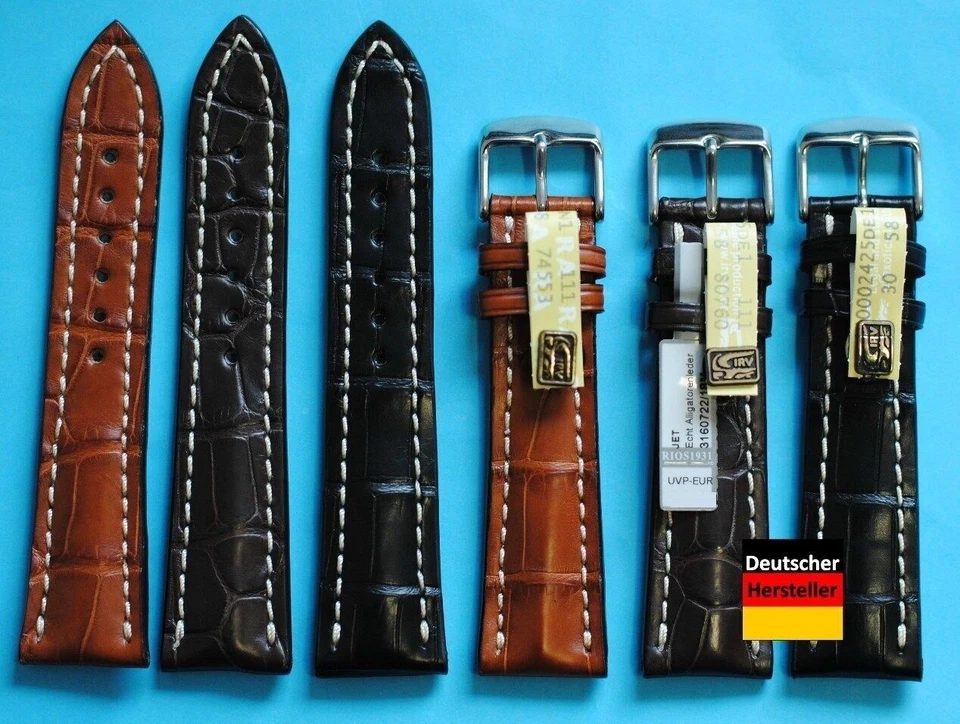 Alligatorenleder Uhrenarmband 20+22mm passend für Breitling Dornschließe / 102