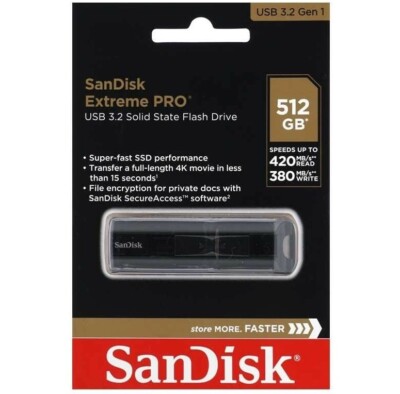 SanDisk 512GB EXTREME PRO Cruzer USB Flash Memory Pen