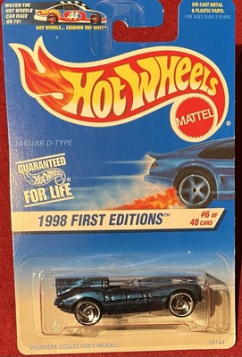 Hot Wheels Jaguar D-Type - Édition First Editions 1998 - Modèle Collector 1/64 - Long Card Américaine - Occasion