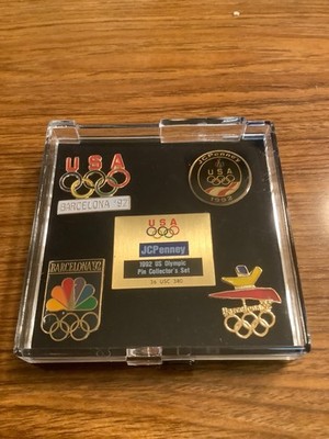 JC PENNEY USA OLYMPIC PINS SET OF 5 SUMMER OLYMPICS BARCELONA 1992 NBC ENAMELED