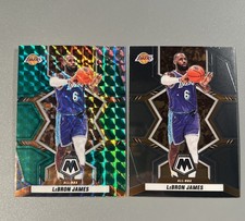 LeBron James 2021-22 Panini Mosaic Green Prizm + Base #286 Lakers