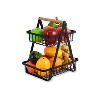 Obstkorb KüChe Metall Etagere Modern Abnehmbar 2 StöCkig Schwarz 2 Etagen