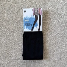 L’eggs Black Opaque Tights Womens Size Medium  1 Pair New In Package