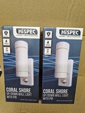 2X Coral Shore Up/Down Wall Light with PIR Sensor - White Pack of 2
