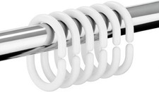 24 PCS Shower Curtain Rings,Plastic White Shower Curtain Hooks,C-Shaped Rings