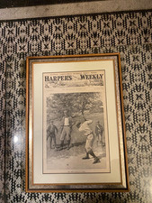 FRAMED FRONT PAGE OF A B. FROST GOLF ILLUSTRATON THE DRIVE 1897 LOWERED 18