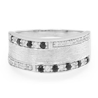 Cavill Ring Sterlingsilber, Schwarzer Spinell, WeißE Saphire, Echtschmuck