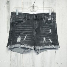 Blank NYC The Fulton Cutoff Denim Shorts Distressed Black Size 27