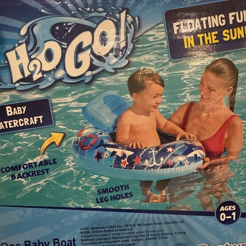 Bestway H2O GO! BLUE Baby Boat Watercraft Pool Float Shark Design age 0-1 yrs. - Picture 4 of 4