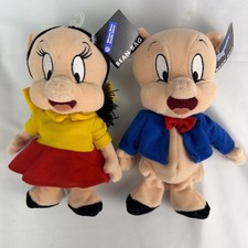 VTG Warner Bros Studios Store Plush Porky Petunia Pig Bean Bag Looney Tunes