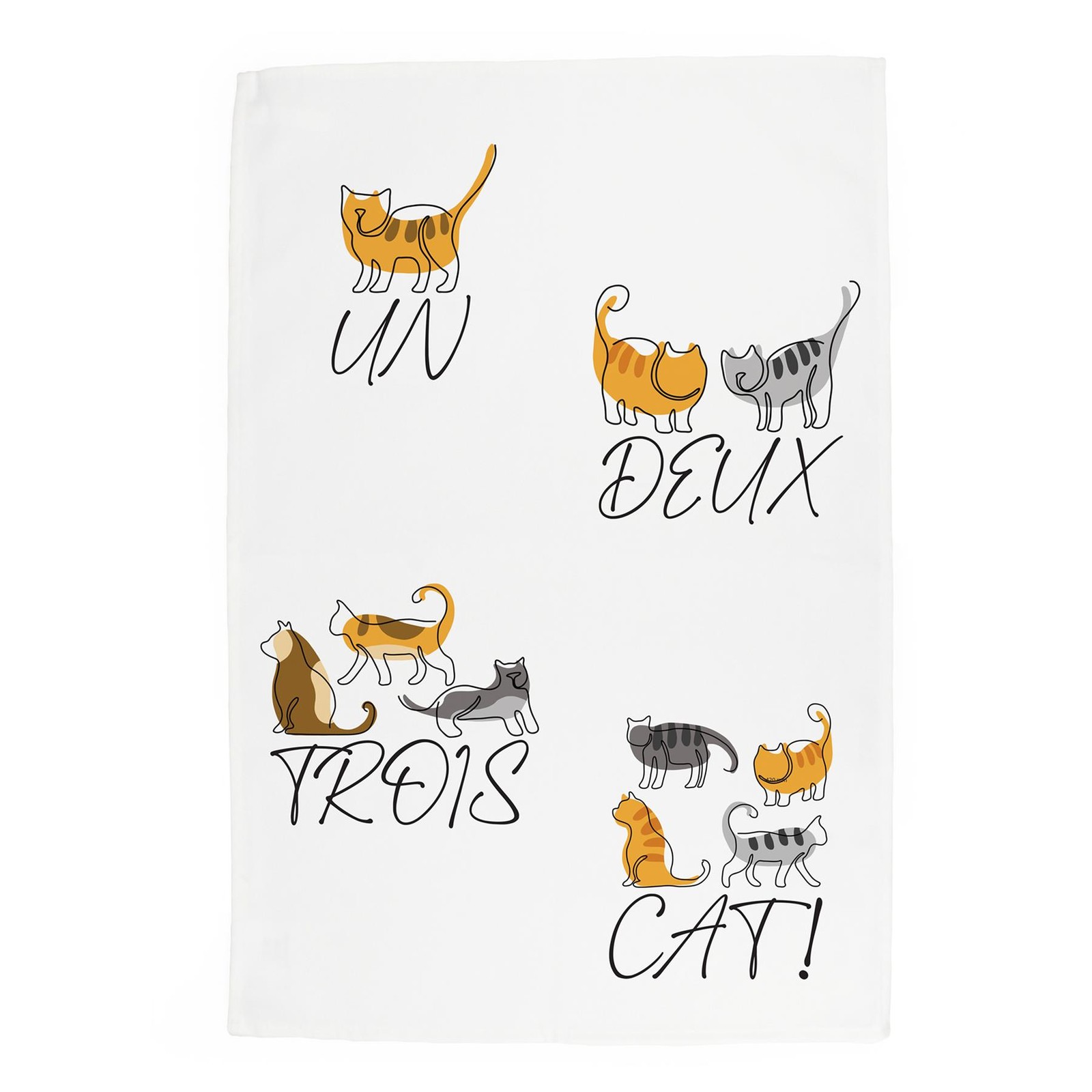 French Cats Tea Towel - Funny Cat Gift Kitchen Linen/Dish Drying Cloth