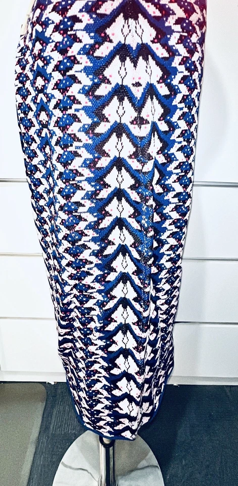 $99 RACHEL Rachel Roy ALTA CINTURA ELÁSTICA GEOMÉTRICA AZUL X ROSA SUÉTER FALDA 1X Foto 2 de 4