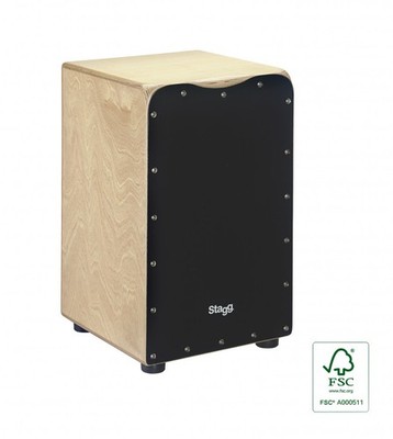 Stagg Cajon Drum, Black Birch + Stagg Gig Bag w/ Straps