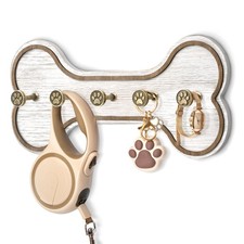 Rustic Farmhouse Dog Leash Holder for Wall - Decorative Key Hooks Wall Mount ...