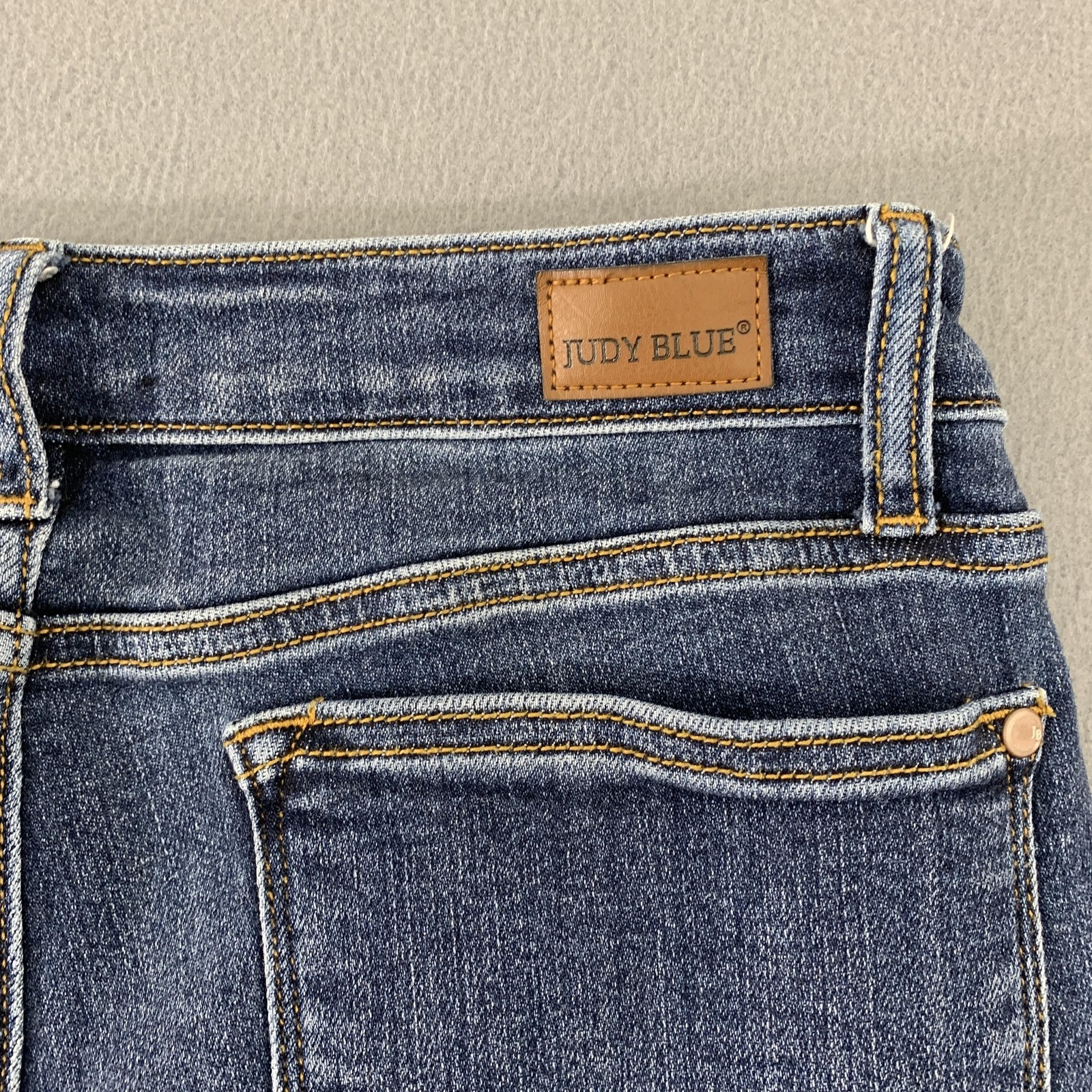Judy Blue Jeans Womens 11/30 Blue Skinny Fit Button Fly Raw Hem Stretch Denim