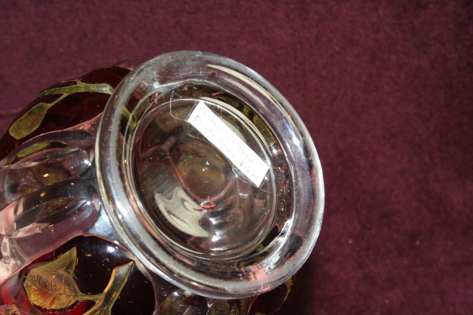 GREENSBURG Glass Co. Ruby Flash, Sunken Primrose, Florida Spoon Holder, Antique. - Image 4 of 4