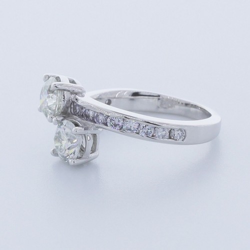 ANILLO PROMESA BANDA DIVIDIDA ORO BLANCO 14K CORTE REDONDO I/VS2 DIAMANTES NATURALES 2.26CTW - Imagen 2 de 3