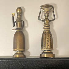 Lot of 2 1950&rsquo;s Hans Teppich Judaica Brass Figures/Finials Made in Israel