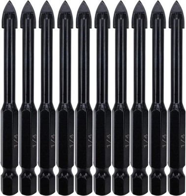 1/4 Inch Glass and Tile Drill Bit 10pc Set, Yg6x Tungsten Carbide Tipped Spear C