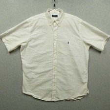 Polo Ralph Lauren Shirt Mens XL White Seersucker Short Sleeve Button Down