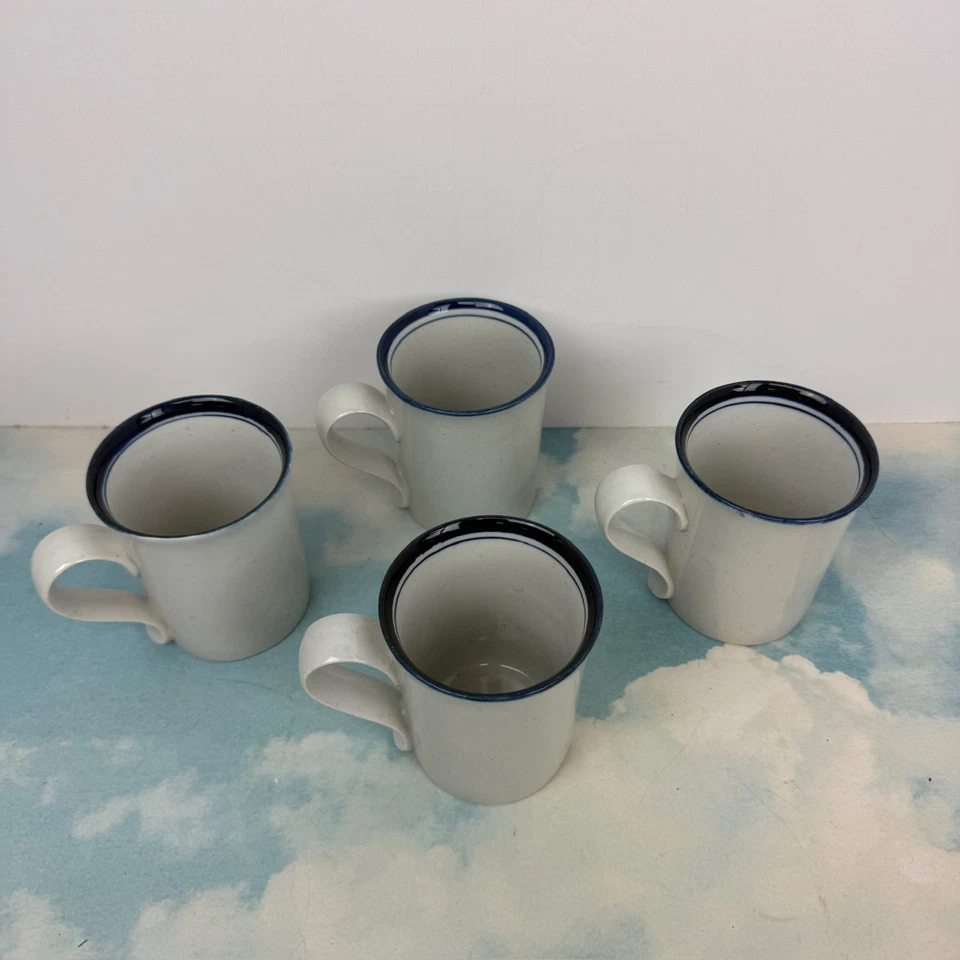 Juego de 4 tazas de café a rayas azules Dansk Bistro Christianshavn té JAPÓN Foto 2 de 4