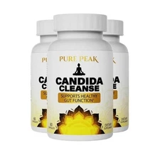 3-Pack Pure Peak Candida Cleanse - Boost Gut & Colon Health - 180 Capsules