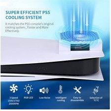 PS5 Cooling System - Auto Adjust, RGB, Temp Display