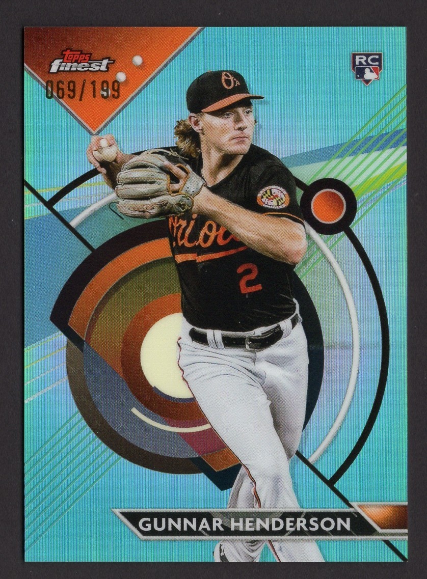 Gunnar Henderson 2023 Finest #100 Aqua Refractor #/199 Baltimore Orioles