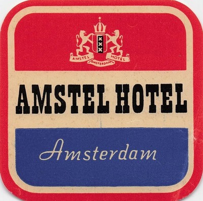 Amstel Hotel Amsterdam Netherlands Vintage Luggage Label
