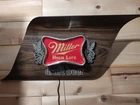 Original Faux Wood 1970's Vintage Miller High Life Beer Lighted Sign Working