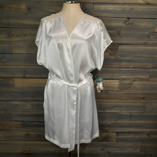 Cinema Etoile Robe Womens L White Liquid Satin Embroidered Bridal GIFT NWT