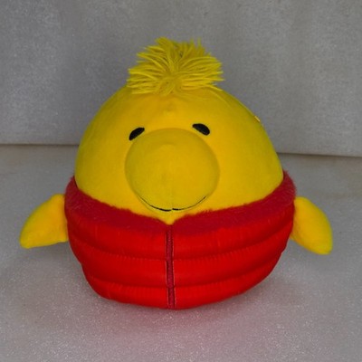 Squishmallows Peanuts Woodstock Yellow Bird Red Puffer Jacket Plush 6'' Jazwares