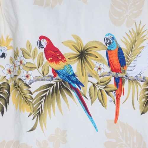 Camisa Winnie Fashion Lg 47" Amarilla Aloha Hawaiana Pájaros Loros Plumeria Algodón - Imagen 5 de 8