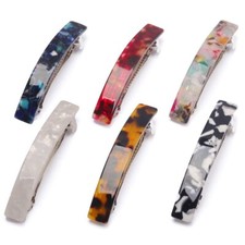 6Pcs Long French Hair Barrettes 3 Inch Large Classic Acrylic Hair Clips Tortoise