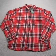 Woolrich Shirt Mens M Red Flannel Twill Hiking Hunting Outdoor Shacket