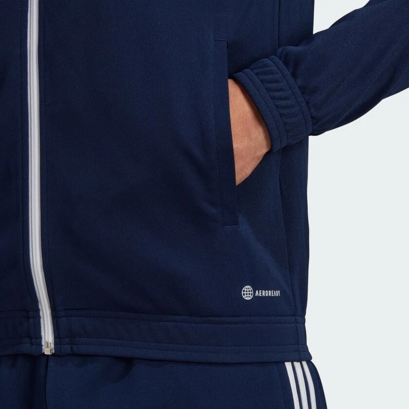 adidas Track Jacket Mens Entrada 22 Football Navy Blue Tracksuit Top - Image 4 of 4