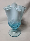 Fenton Blue Opalescent Glass Handkerchief Vase
