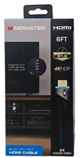 Monster HDMI Cable 4K HDR 6FT Blue LED Light Premium Gold Plated 21.0Gbps