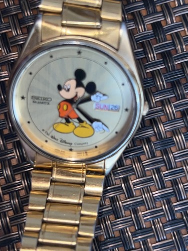 Vintage Seiko Mickey Mouse Watch with Starburst Dial Gold Plated - Picture 11 of 11