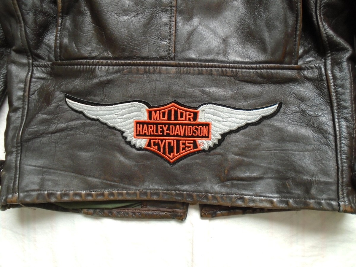 Vintage 60s 70s Harley Davidson Badge Single Rider Leather Jacket