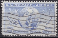 USA 1949 Mi.-Nr 602, Sc C43, 15 C. stemplowane UPU, 75 rocznica