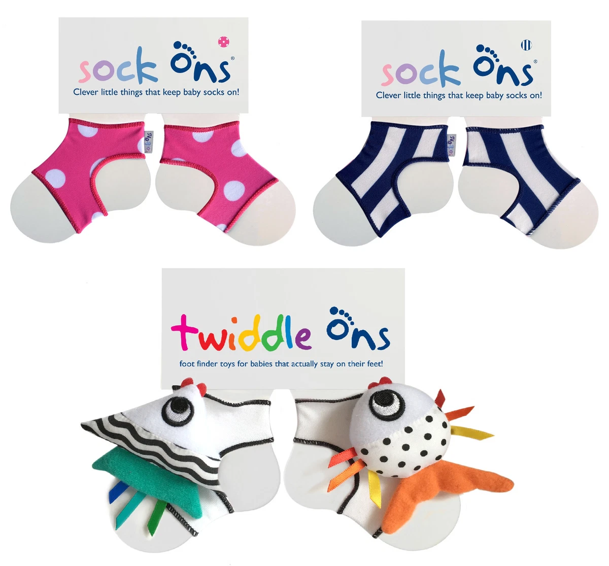Sock Ons Navy Stripe Fuchsia Spot or Twiddle Ons Sensory Toy FREE P P