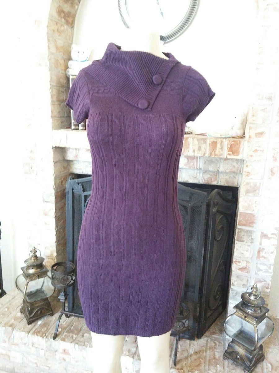 deep purple sweater dress Snapback Sweater Dress (PURPLE)