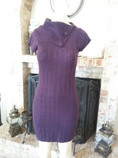 Gold Drama Women's Wine/Dark Purple Turtle/Stand Up Neck Sweater Dress - Small