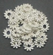 170 PCS 10MM  SUN FLOWER SPACER BEAD STERLING SILVER PLATED 665 JML-153