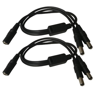 InstallerCCTV 1 Female to 2 Male CCTV DC Power Pigtail Cable Splitter,2 Pack New