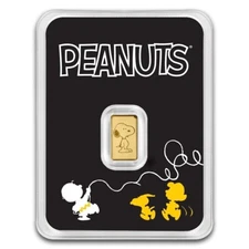 1/2 gram .9999 Fine Gold Pamp Bar - Peanuts® 75th Anniversary Peanuts
