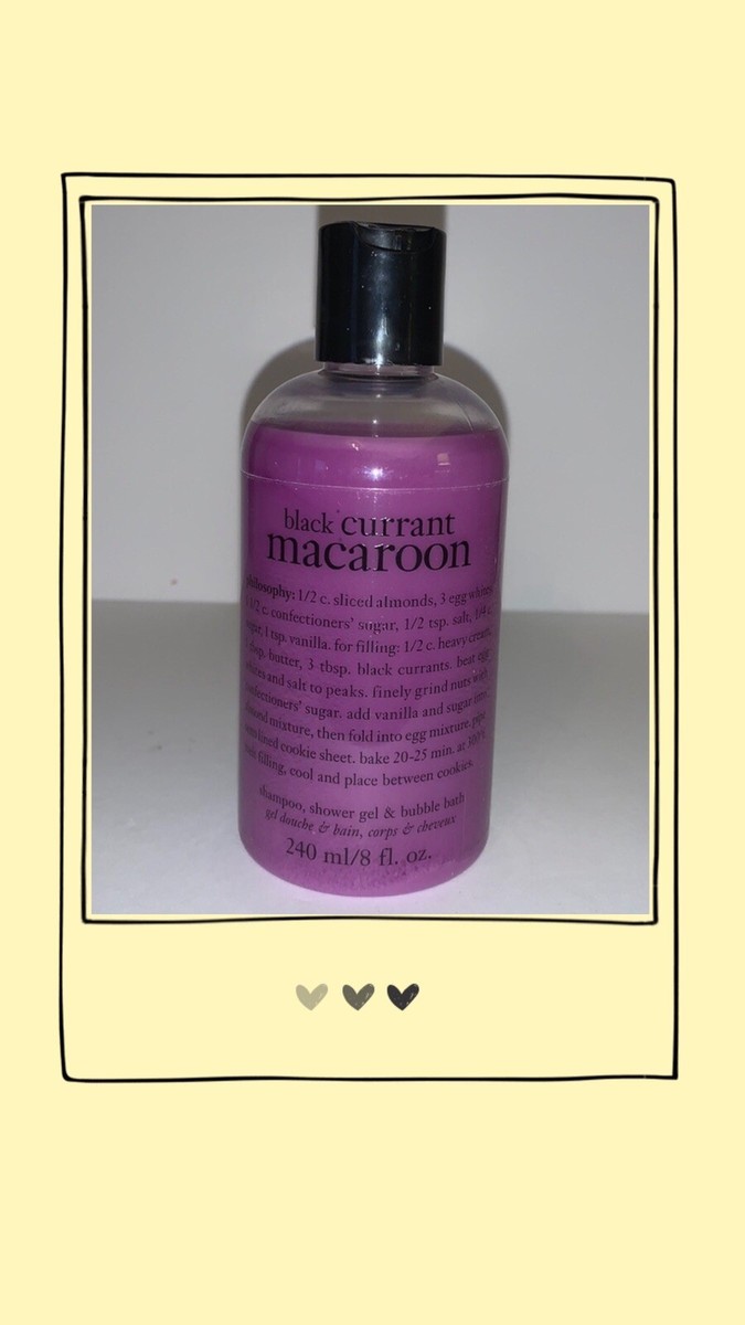 NEW PHILOSOPHY BLACK CURRANT MACAROON SHAMPOO SHOWER GEL BUBBLE BATH OZ