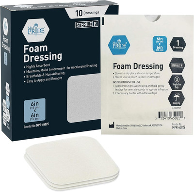 Foam Dressings Sterile Hydrophilic for Men Women 6 X 6 10 Pack
