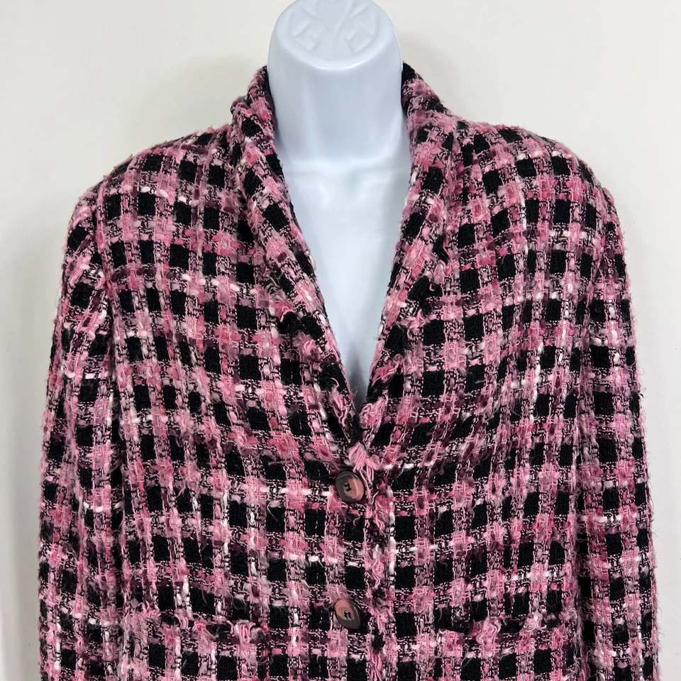 Chaqueta Blazer Requirements Para Mujer Talla 10 Manga Larga Rosa Tweed Mezcla Lana Foto 2 de 4